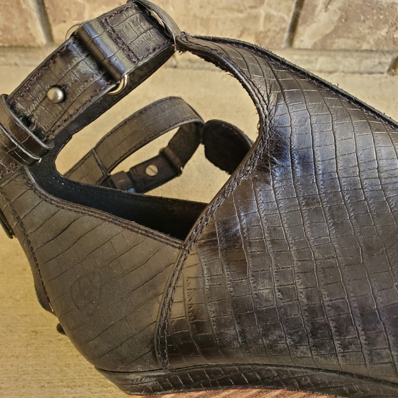 Ariat Backstage Wedge Peeptoe leather women's shoes NWOT 10019927 - Picture 10 of 12